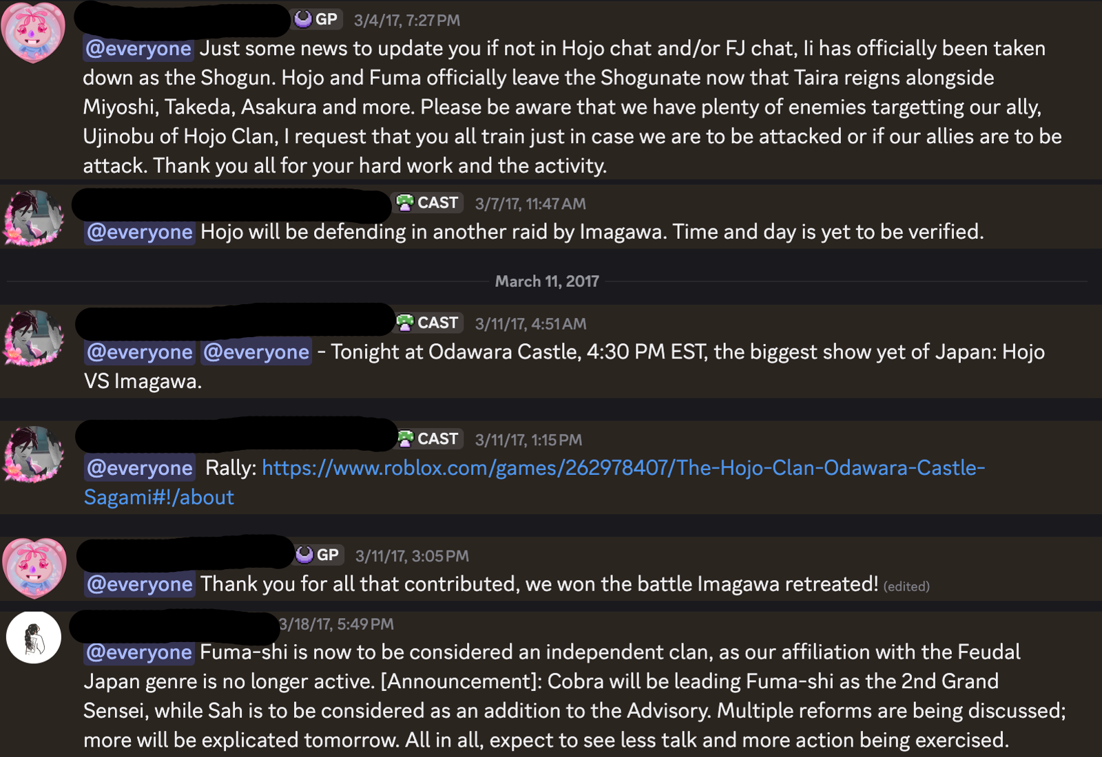 Clan exit from Feudal Japan affiliation